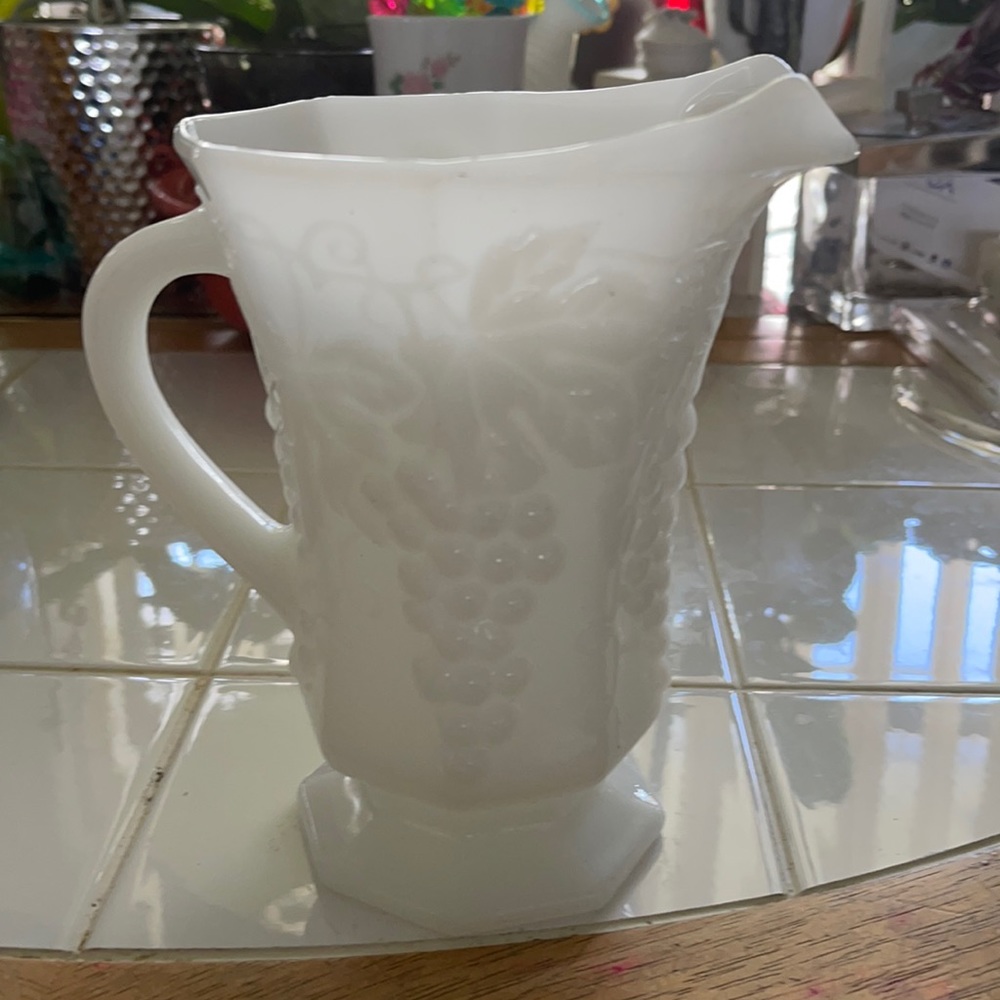Beautiful milk glass pitcher